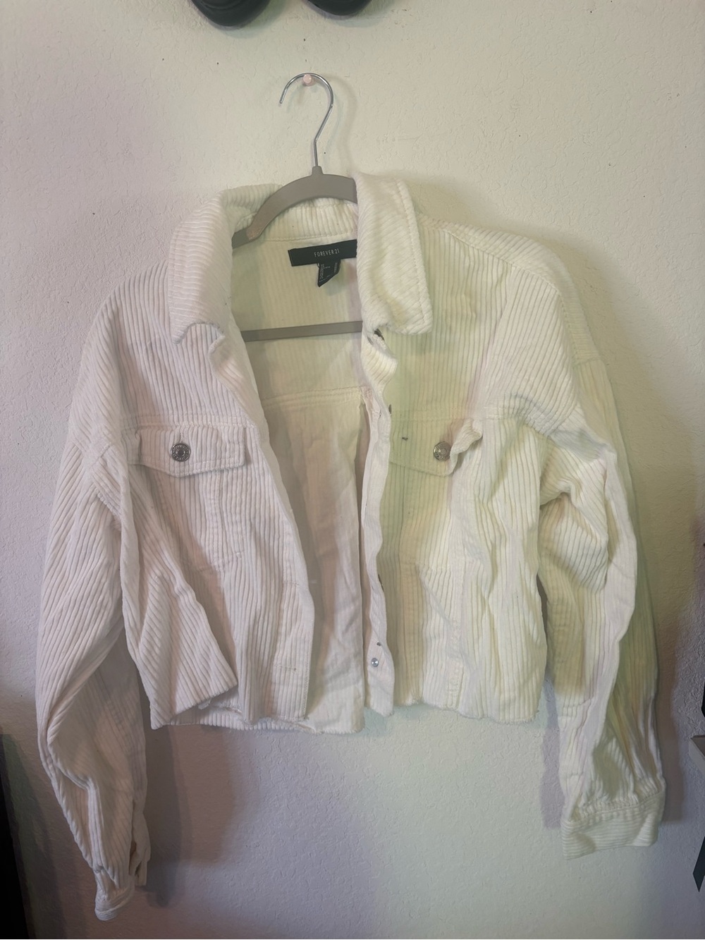 Forever 21 White Corduroy Cropped Jacket